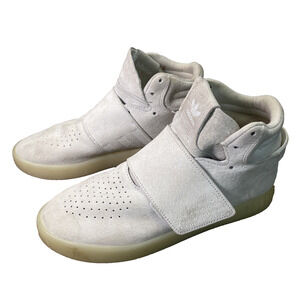 Adidas Originals Tubular Invader - Womens Size 8, Strap Suede White Hi-Top Shoes